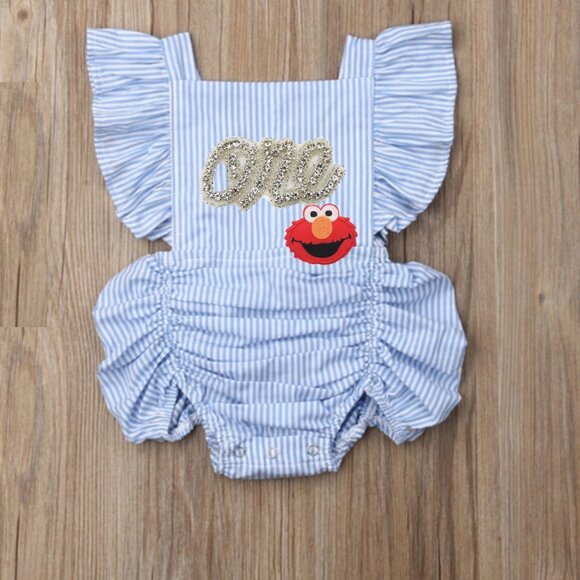 Elmo Dress Sesame Street First Birthday Romper Elmo Outfit Clothes Jumpsuit - Picture 1 of 2